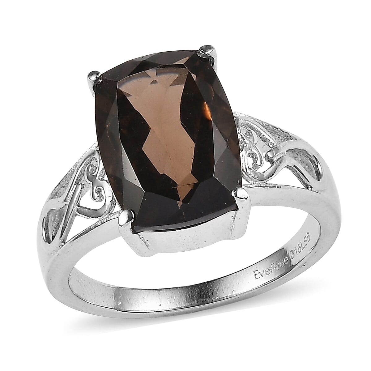EverTrue Smoky Quartz Ring in Stainless Steel (Size 10) 6.40 ctw