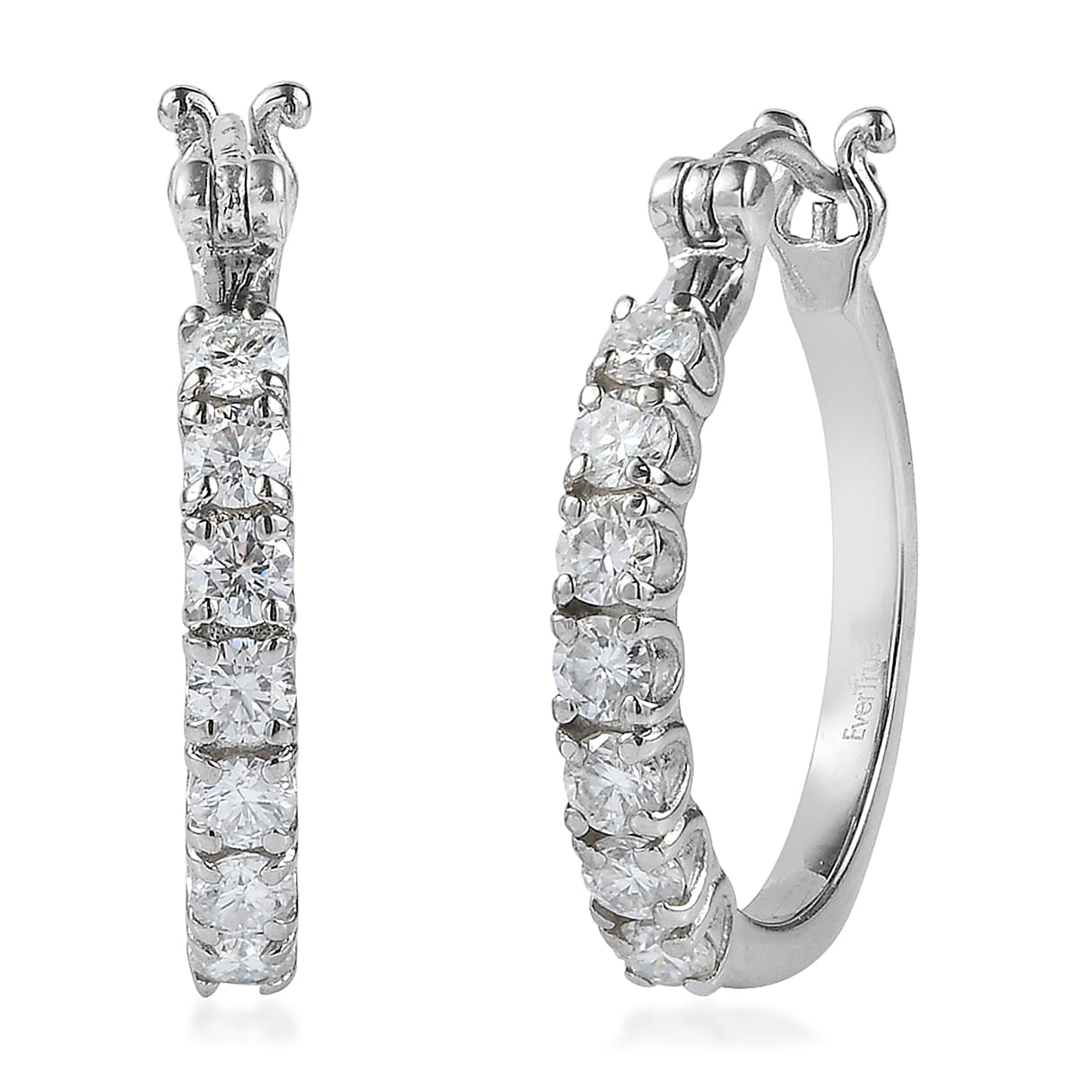 EverTrue Moissanite 1.40 ctw Starlit Line Hoops Earrings in Stainless Steel image number 0