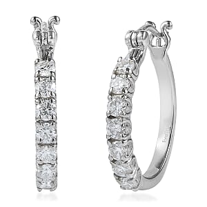 EverTrue Moissanite 1.40 ctw Starlit Line Hoops Earrings in Stainless Steel