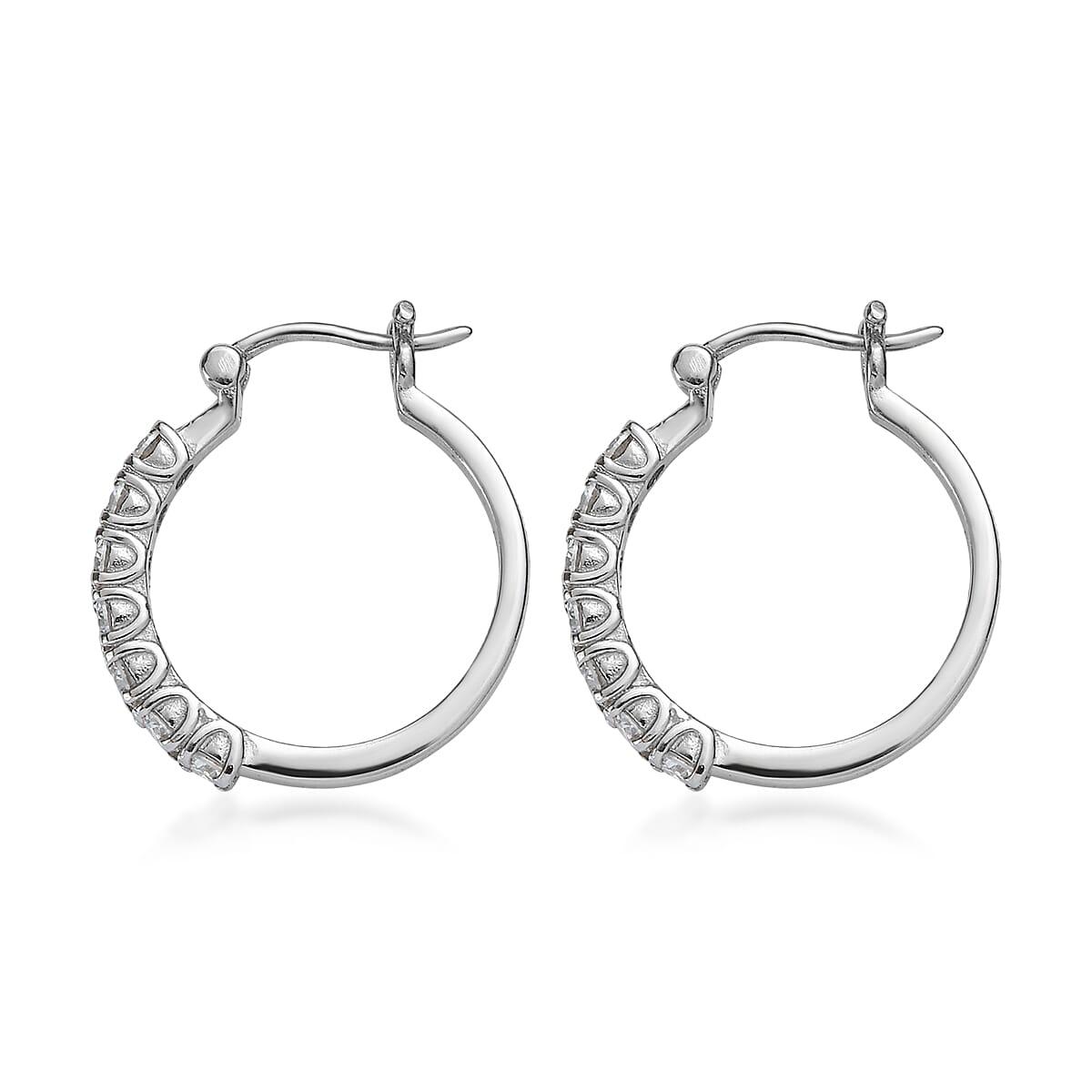 EverTrue Moissanite 1.40 ctw Starlit Line Hoops Earrings in Stainless Steel image number 3