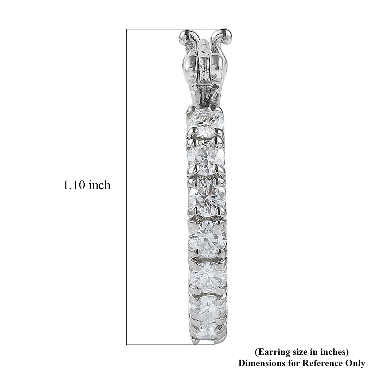 EverTrue Moissanite 1.40 ctw Starlit Line Hoops Earrings in Stainless Steel
