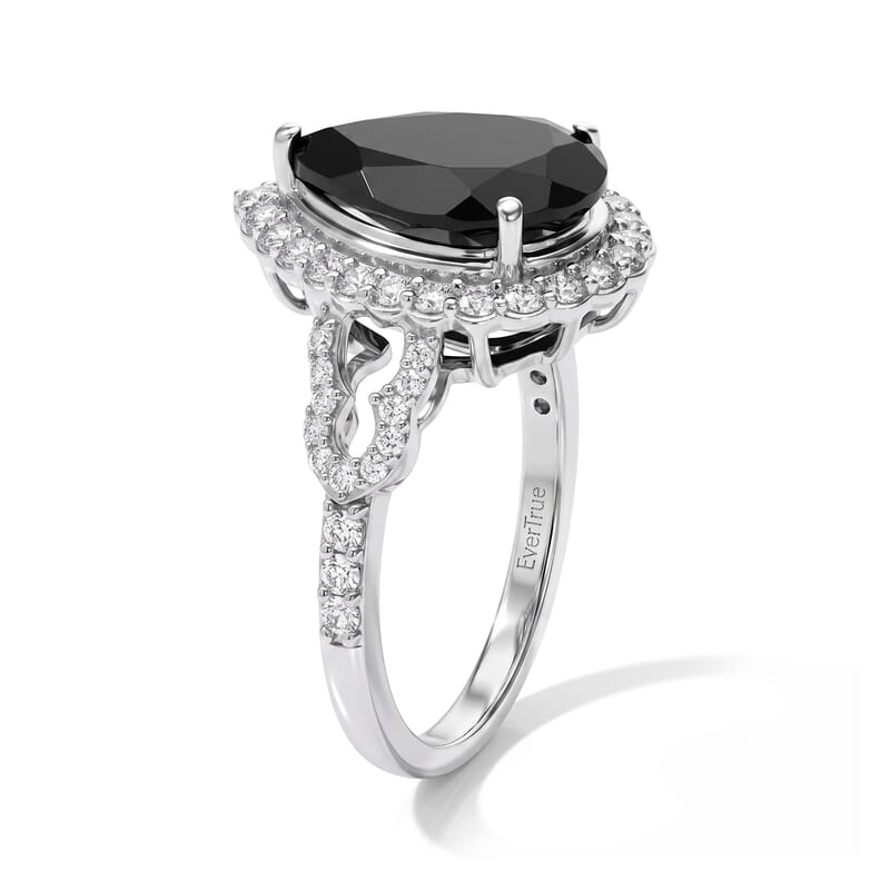 EverTrue California Black Jade and White Zircon 4.00 ctw Ring in Platinum Bond (Size 6.0)