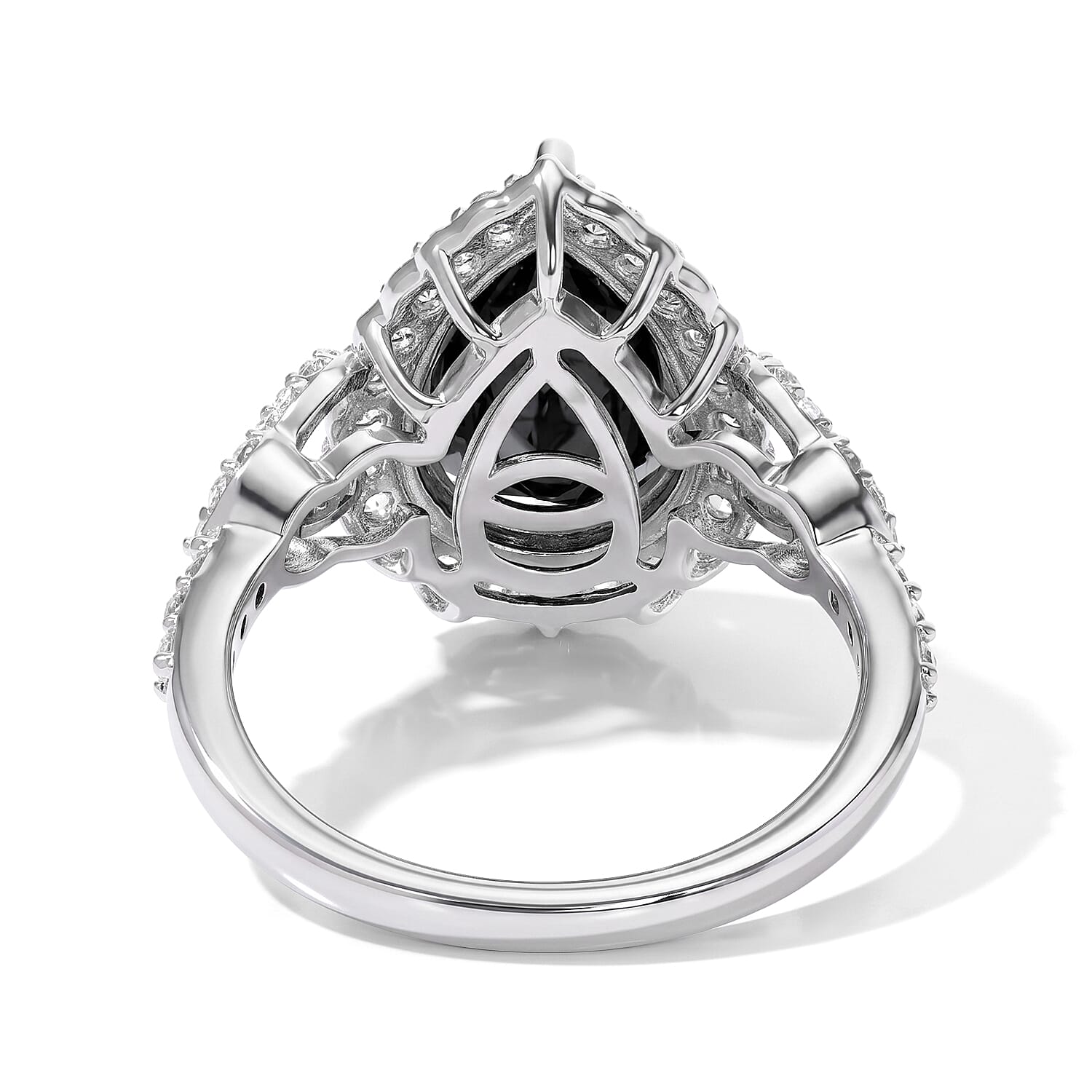EverTrue California Black Jade and White Zircon 4.00 ctw Ring in Platinum Bond (Size 6.0)