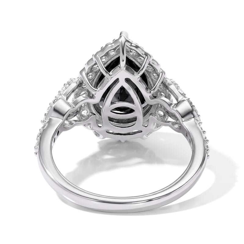 EverTrue California Black Jade and White Zircon 4.00 ctw Ring in Platinum Bond (Size 6.0)