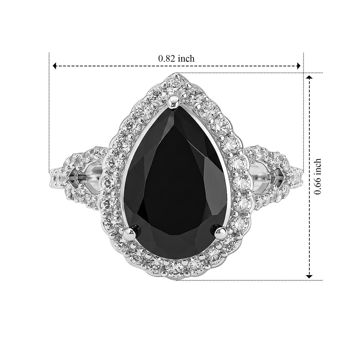 EverTrue California Black Jade and White Zircon 4.00 ctw Ring in Platinum Bond (Size 6.0)