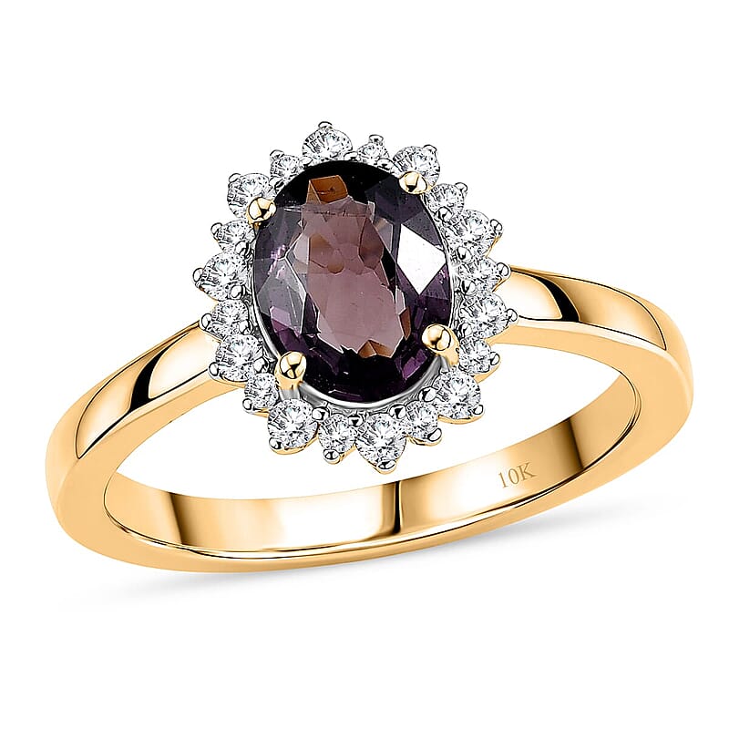 Luxoro 10K Yellow Gold AAA Mahenge Purple Spinel, Diamond (I2) (0.20 cts) Ring (Size 5.0) 1.50 ctw