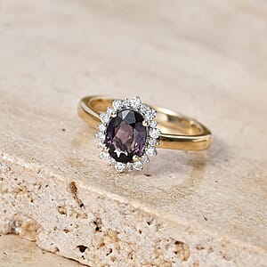 Luxoro 10K Yellow Gold AAA Mahenge Purple Spinel, Diamond (I2) (0.20 cts) Ring (Size 5.0) 1.50 ctw