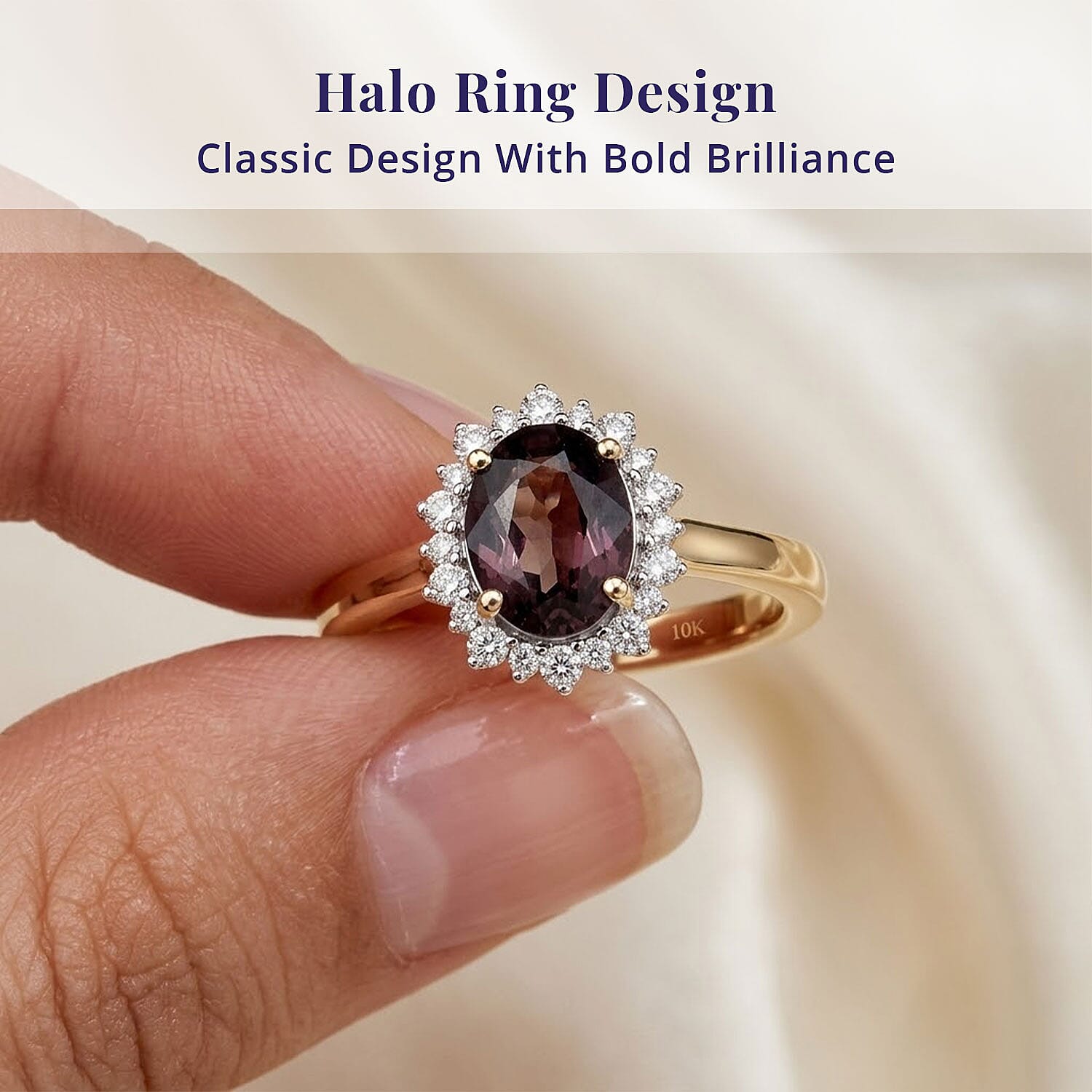 Luxoro 10K Yellow Gold AAA Mahenge Purple Spinel, Diamond (I2) (0.20 cts) Ring (Size 5.0) 1.50 ctw
