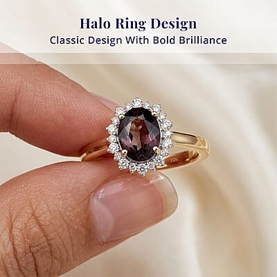 Luxoro 10K Yellow Gold AAA Mahenge Purple Spinel, Diamond (I2) (0.20 cts) Ring (Size 5.0) 1.50 ctw