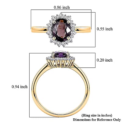 Luxoro 10K Yellow Gold AAA Mahenge Purple Spinel, Diamond (I2) (0.20 cts) Ring (Size 5.0) 1.50 ctw