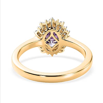 Luxoro 10K Yellow Gold AAA Mahenge Purple Spinel, Diamond (I2) (0.20 cts) Ring (Size 5.0) 1.50 ctw