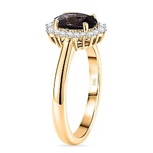 Luxoro 10K Yellow Gold AAA Mahenge Purple Spinel, Diamond (I2) (0.20 cts) Ring (Size 7.5) 1.50 ctw