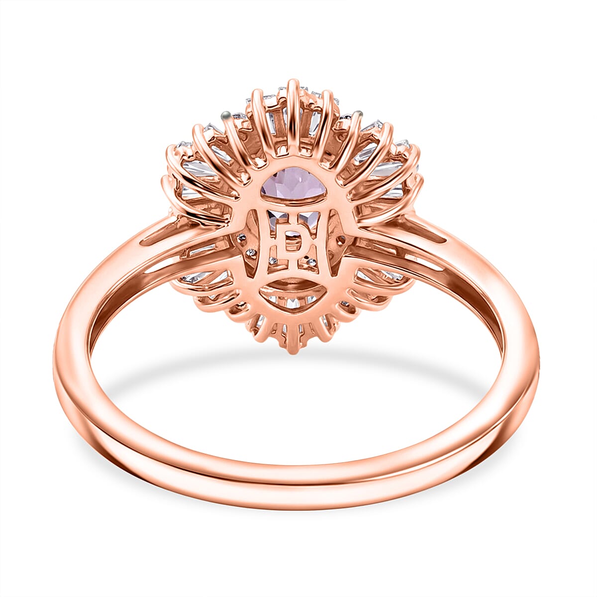 D'Joy Narsipatnam Purple Spinel and Moissanite 1.70 ctw Violet Starburst Ring in 18K Vermeil Rose Gold Over Sterling Silver (Size 5.0)