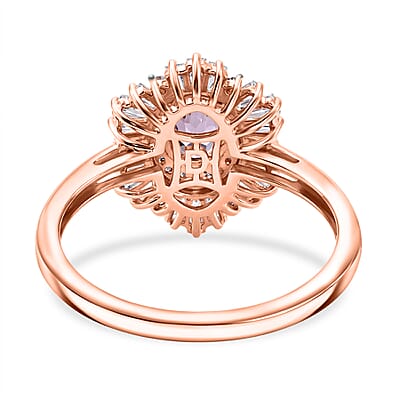 D'Joy Narsipatnam Purple Spinel and Moissanite 1.70 ctw Violet Starburst Ring in 18K Vermeil Rose Gold Over Sterling Silver (Size 5.0)