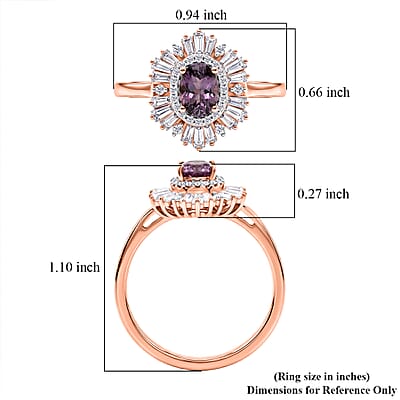 D'Joy Narsipatnam Purple Spinel and Moissanite 1.70 ctw Violet Starburst Ring in 18K Vermeil Rose Gold Over Sterling Silver (Size 5.0)
