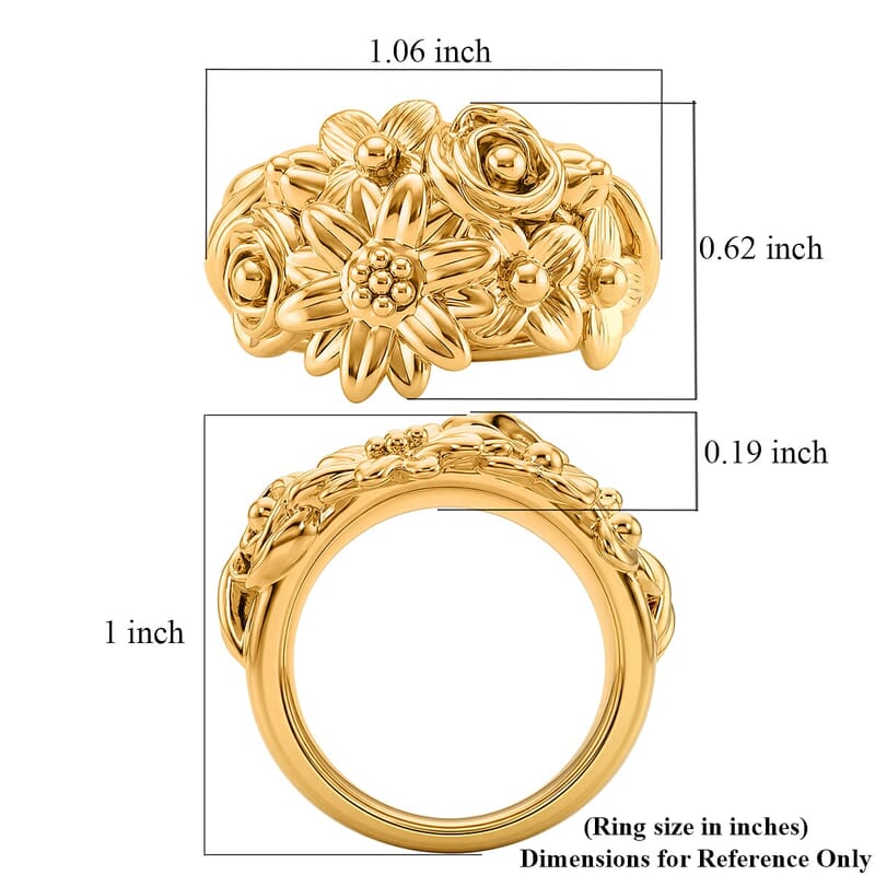 24K Yellow Gold Garden Bloom Ring (Size 10.5) 2.60 Grams