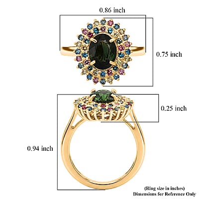 AAA Milanoa Green Sapphire and Luxuriant Lab Grown Multi Diamond SI 3.25 ctw Garden Royale Ring in 10K Yellow Gold (Size 11.0) 4.20 Grams