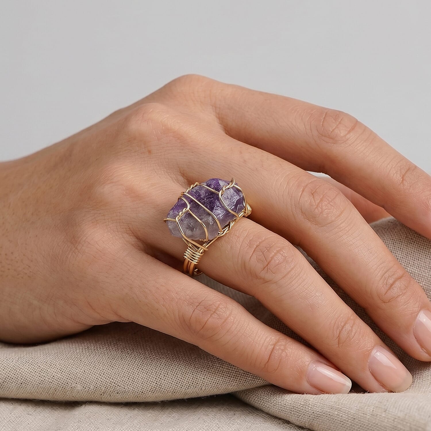 African Amethyst 10.00 ctw Ring (Adjustable) in Goldtone