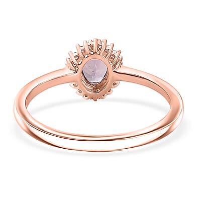 D'Joy Narsipatnam Purple Spinel and Diamond 0.60 ctw Purple Reign Ring in 18K Vermeil Rose Gold Over Sterling Silver (Size 5.0)