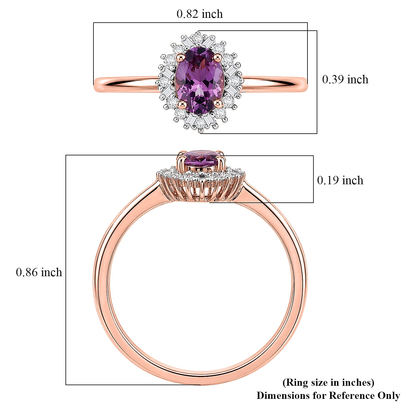 D'Joy Narsipatnam Purple Spinel and Diamond 0.60 ctw Purple Reign Ring in 18K Vermeil Rose Gold Over Sterling Silver (Size 5.0)