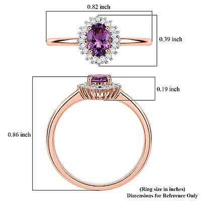 D'Joy Narsipatnam Purple Spinel and Diamond 0.60 ctw Purple Reign Ring in 18K Vermeil Rose Gold Over Sterling Silver (Size 5.0)