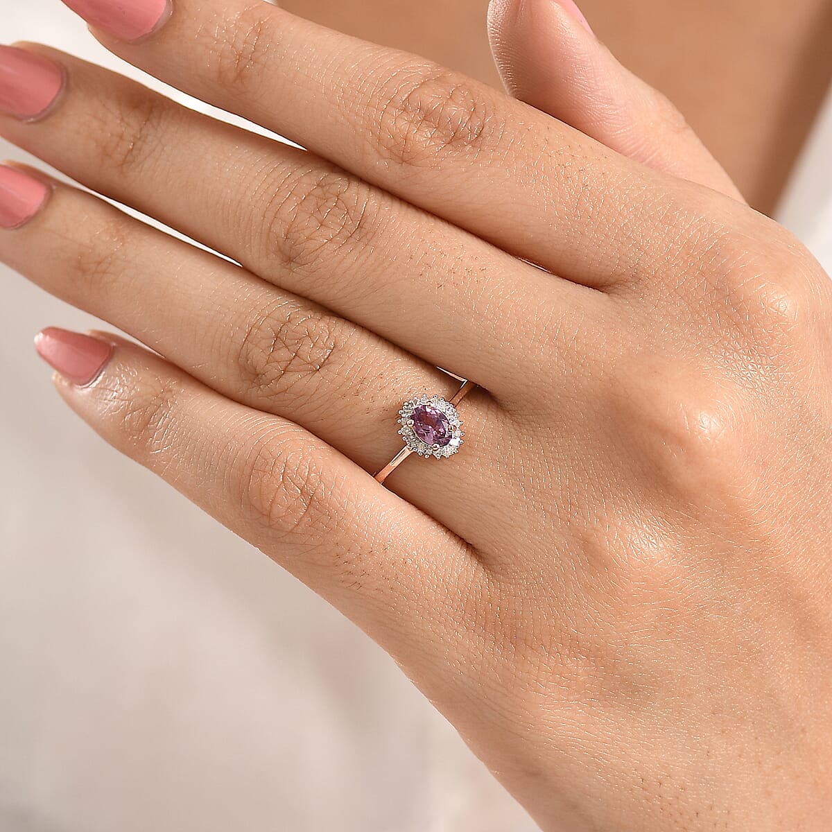 D'Joy Narsipatnam Purple Spinel and Diamond 0.60 ctw Purple Reign Ring in 18K Vermeil Rose Gold Over Sterling Silver (Size 7.0) image number 2