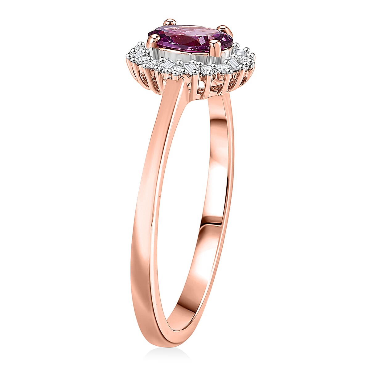 D'Joy Narsipatnam Purple Spinel and Diamond 0.60 ctw Purple Reign Ring in 18K Vermeil Rose Gold Over Sterling Silver (Size 7.0) image number 3