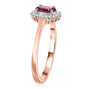 D'Joy Narsipatnam Purple Spinel and Diamond 0.60 ctw Purple Reign Ring in 18K Vermeil Rose Gold Over Sterling Silver (Size 7.0)