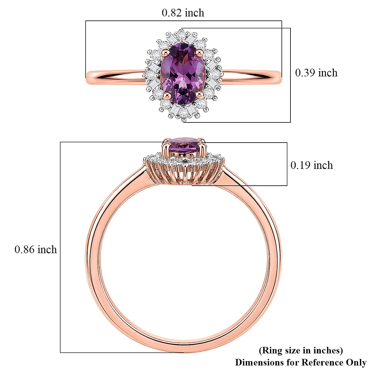 D'Joy Narsipatnam Purple Spinel and Diamond 0.60 ctw Purple Reign Ring in 18K Vermeil Rose Gold Over Sterling Silver (Size 7.0) image number 5