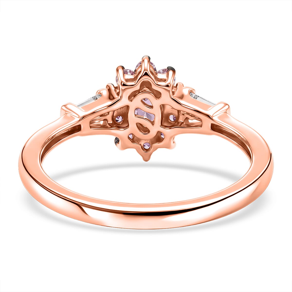 D'Joy Narsipatnam Purple Spinel and Moissanite 0.75 ctw Halo Reign Ring in 18K Vermeil Rose Gold Over Sterling Silver (Size 10.0) image number 4