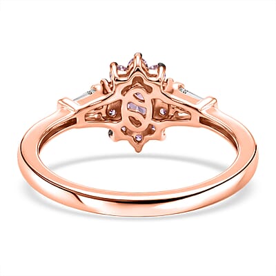 D'Joy Narsipatnam Purple Spinel and Moissanite 0.75 ctw Halo Reign Ring in 18K Vermeil Rose Gold Over Sterling Silver (Size 5.0)