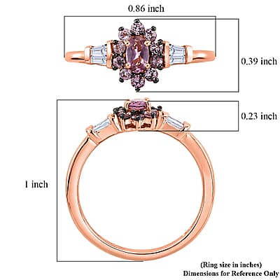 D'Joy Narsipatnam Purple Spinel and Moissanite 0.75 ctw Halo Reign Ring in 18K Vermeil Rose Gold Over Sterling Silver (Size 5.0)