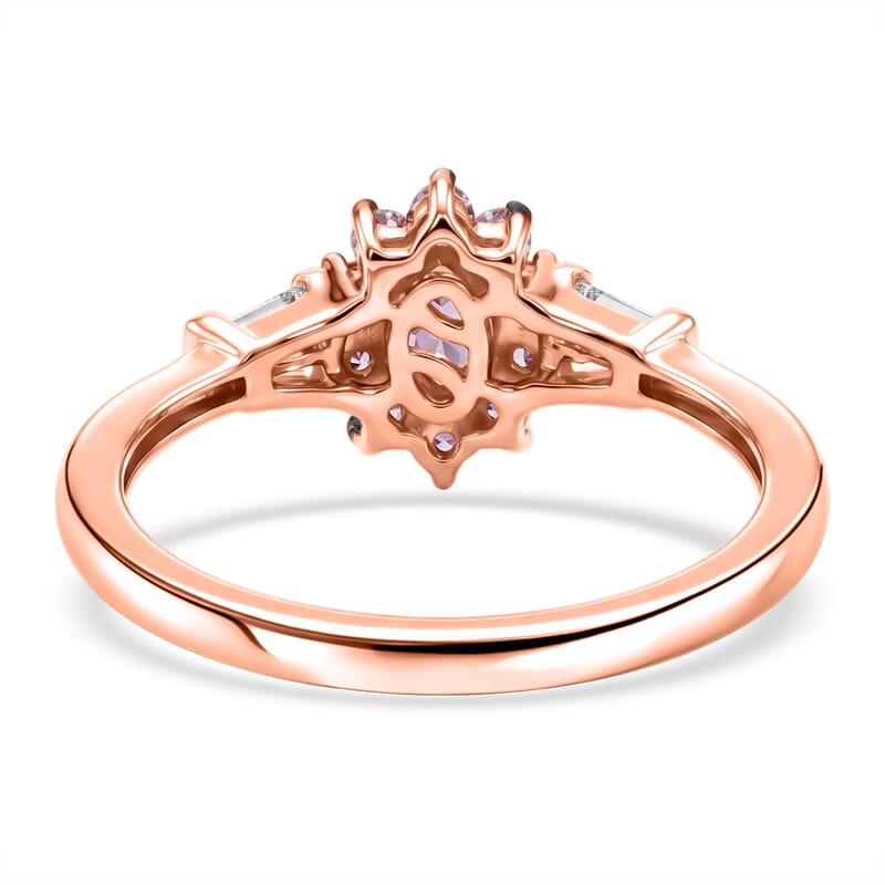 D'Joy Narsipatnam Purple Spinel and Moissanite 0.75 ctw Halo Reign Ring in 18K Vermeil Rose Gold Over Sterling Silver (Size 6.0)