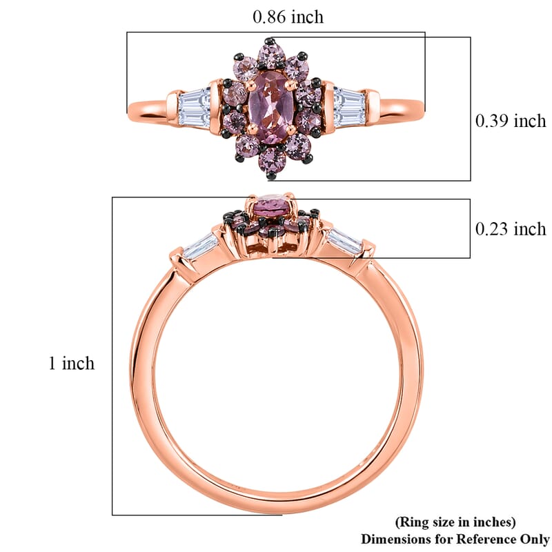 D'Joy Narsipatnam Purple Spinel and Moissanite 0.75 ctw Halo Reign Ring in 18K Vermeil Rose Gold Over Sterling Silver (Size 6.0)
