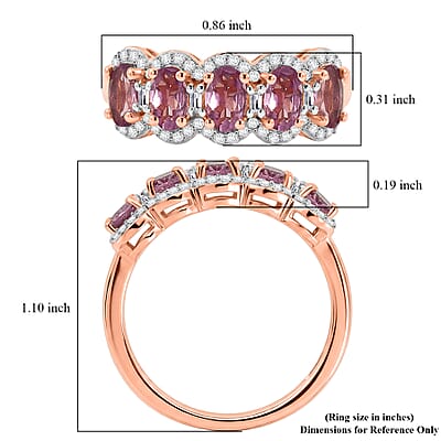 D'Joy Narsipatnam Purple Spinel and Moissanite 1.60 ctw Royal Band Ring in 18K Vermeil Rose Gold Over Sterling Silver (Size 6.0)