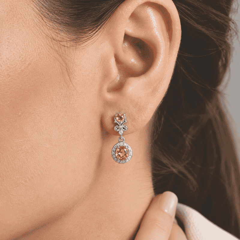 EverTrue Premium Brazilian Citrine and White Zircon 1.50 ctw Stud Earrings in Platinum Bond