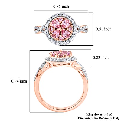 D'Joy Narsipatnam Purple Spinel and Moissanite 1.25 ctw Royal Bloom Ring in 18K Vermeil Rose Gold Over Sterling Silver (Size 5.0)