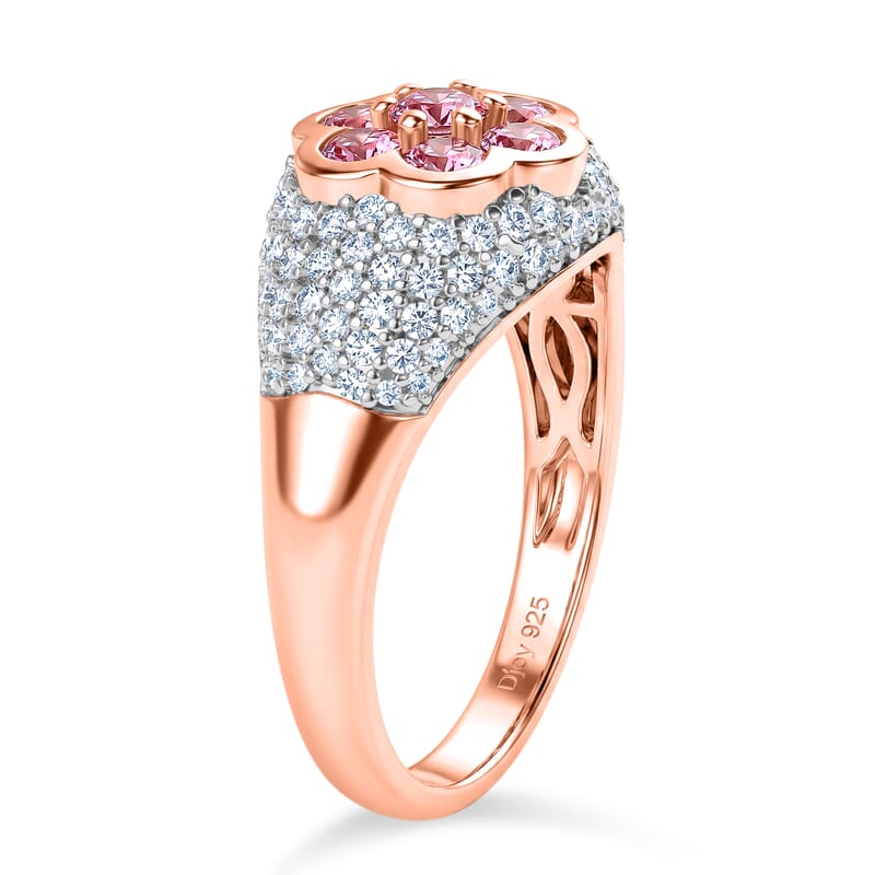 D'Joy Narsipatnam Purple Spinel and Moissanite 2.00 ctw Majestic Bloom Ring in 18K Vermeil Rose Gold Over Sterling Silver (Size 10.0)