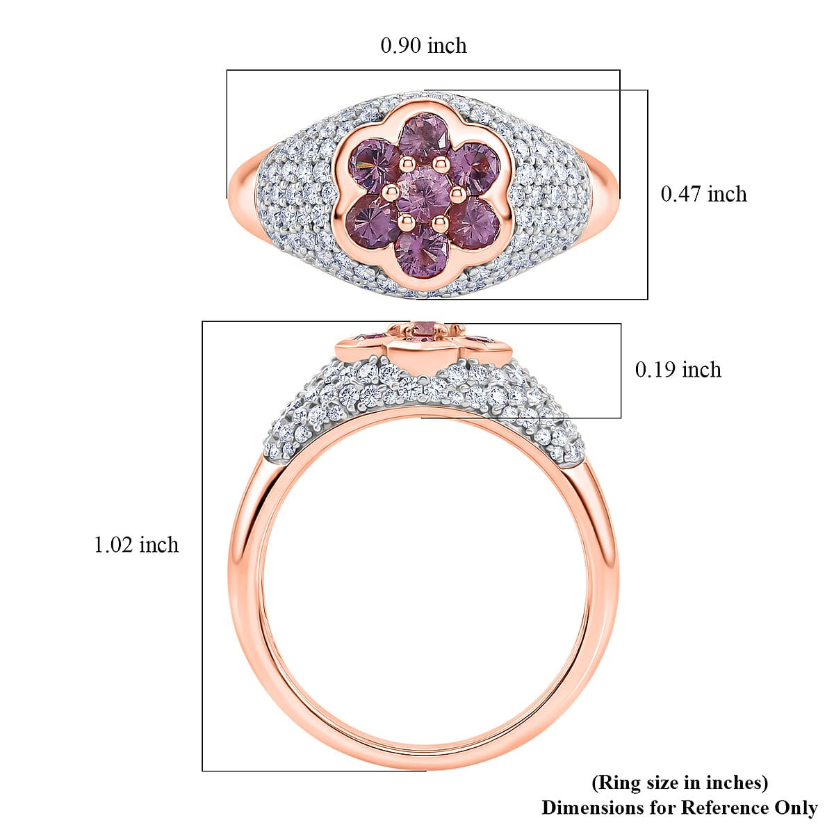 D'Joy Narsipatnam Purple Spinel, Moissanite Ring in 18K Vermeil RG Over Sterling Silver (Size 10.0) 2.00 ctw image number 5