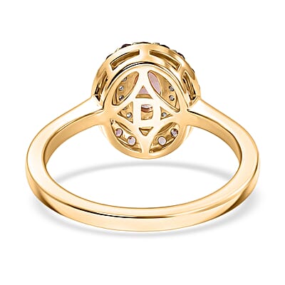 D'Joy Narsipatnam Purple Spinel and Moissanite 1.15 ctw Violet Loop Ring in 18K Vermeil Yellow Gold Over Sterling Silver (Size 6.0)