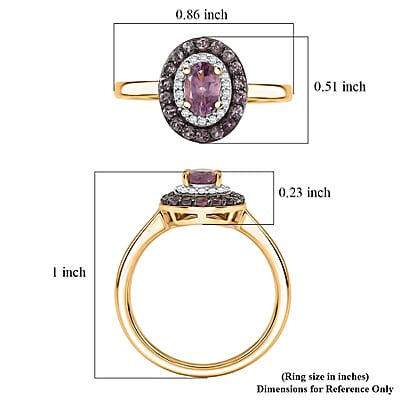 D'Joy Narsipatnam Purple Spinel and Moissanite 1.15 ctw Violet Loop Ring in 18K Vermeil Yellow Gold Over Sterling Silver (Size 6.0)