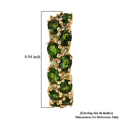 D'Joy Chrome Diopside and Yellow Sapphire 4.50 ctw Blooming Vine Hoop Earrings in 18K Vermeil Yellow Gold Over Sterling Silver