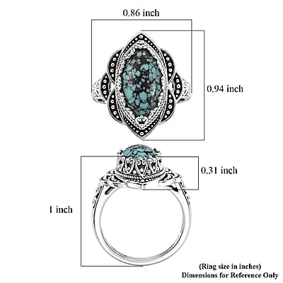 D'Joy Artisan Crafted Premium Blue Moon Turquoise 3.75 ctw Ring in Sterling Silver (Size 6.0)