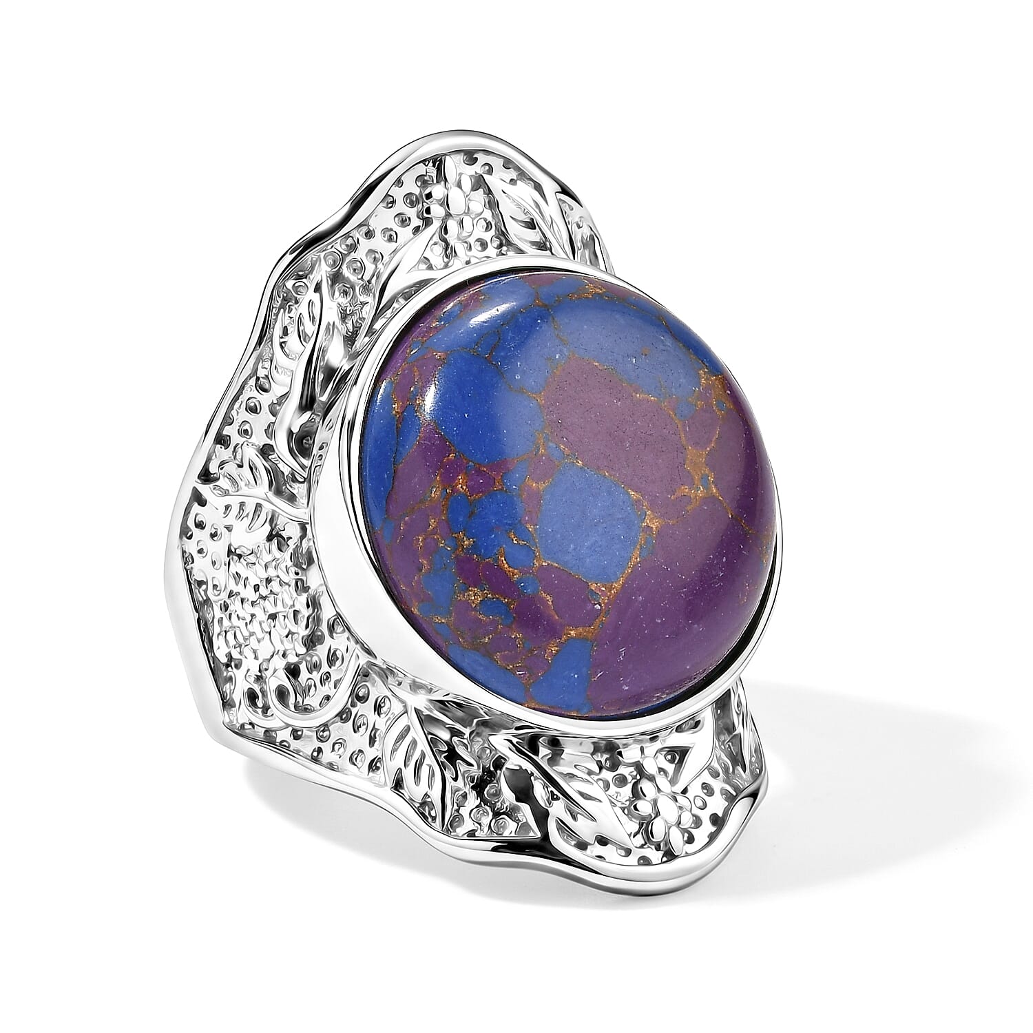EverTrue Mojave Purple Turquoise 18.70 ctw Solitaire Ring in Stainless Steel (Size 8.0)