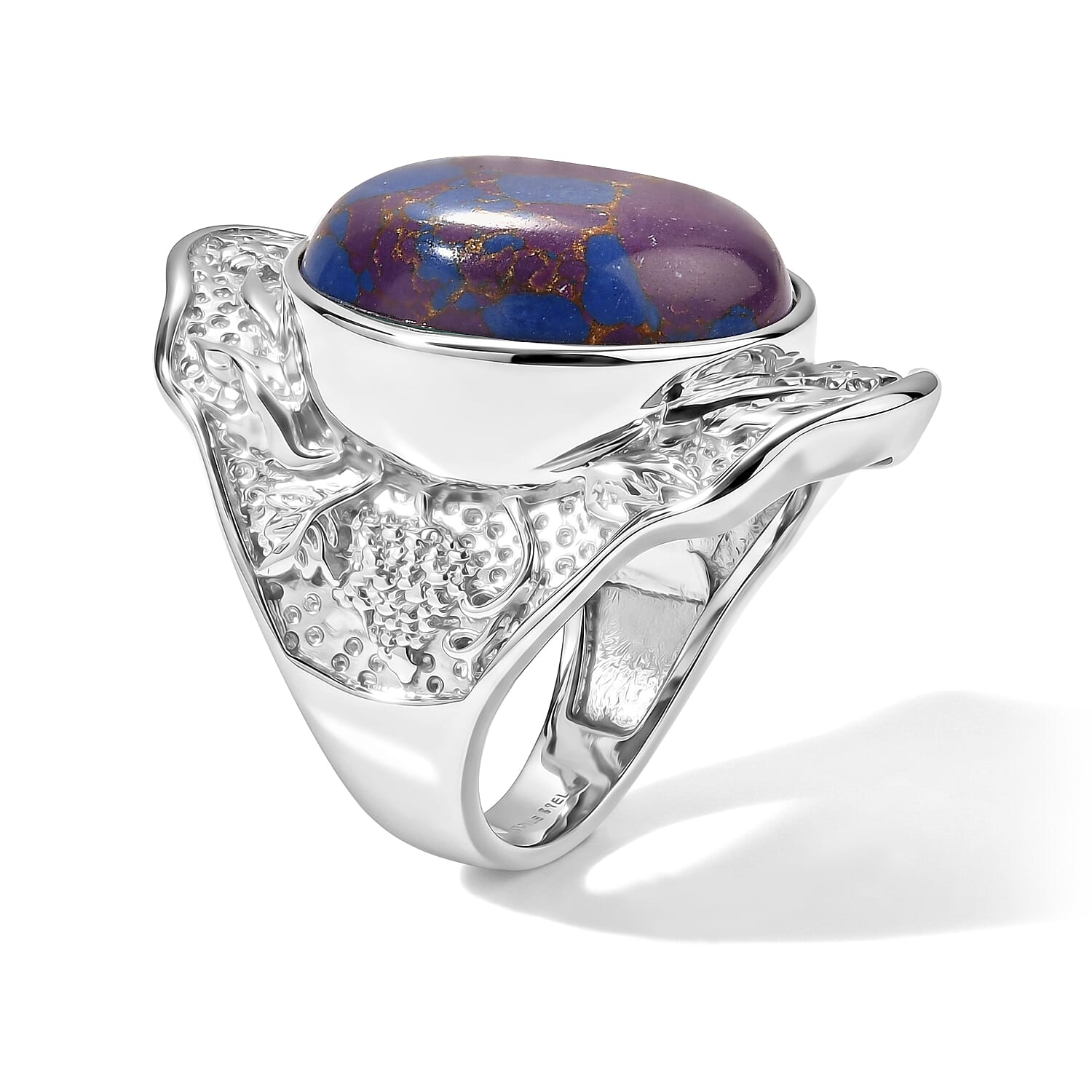 EverTrue Mojave Purple Turquoise 18.70 ctw Solitaire Ring in Stainless Steel (Size 8.0)