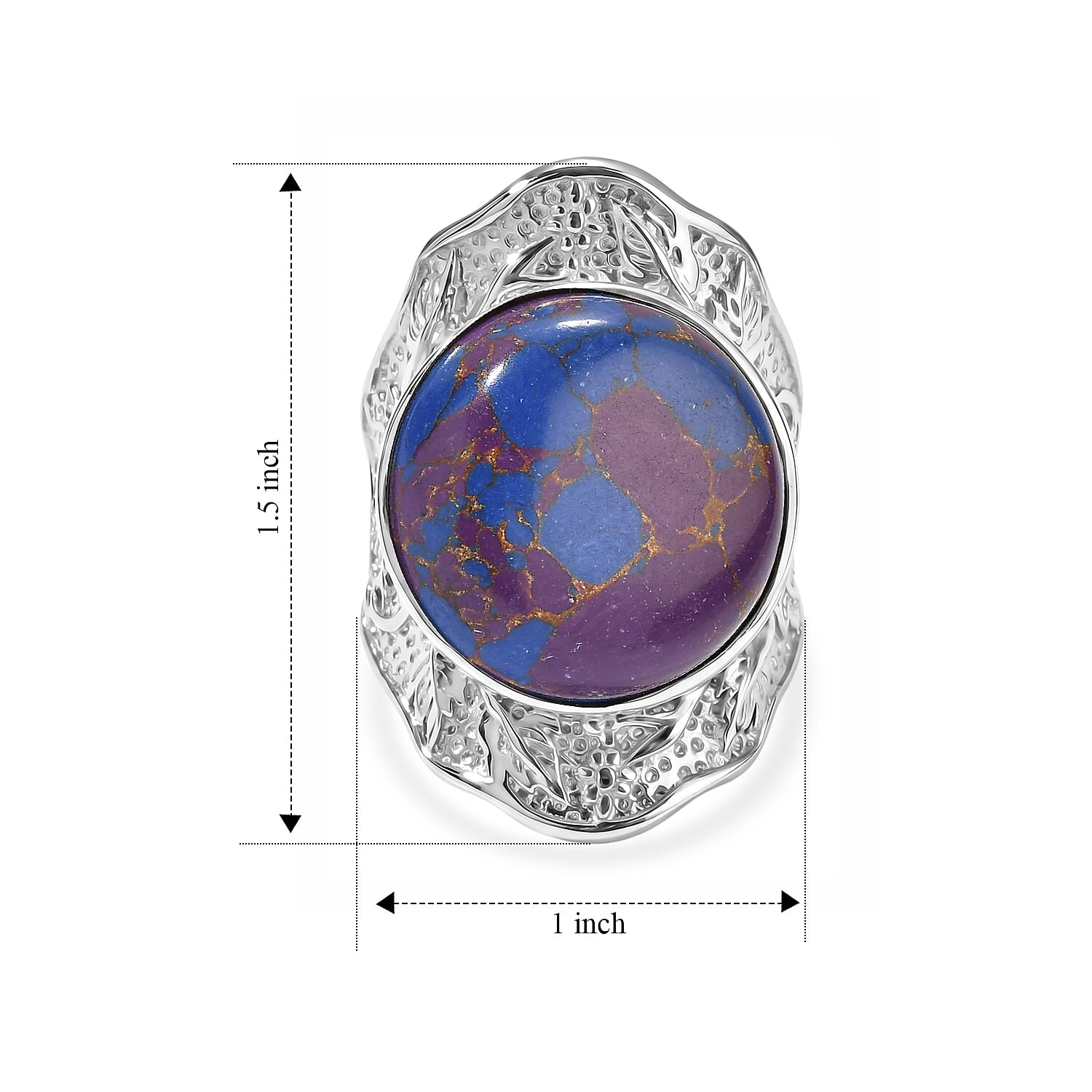 EverTrue Mojave Purple Turquoise 18.70 ctw Solitaire Ring in Stainless Steel (Size 8.0)