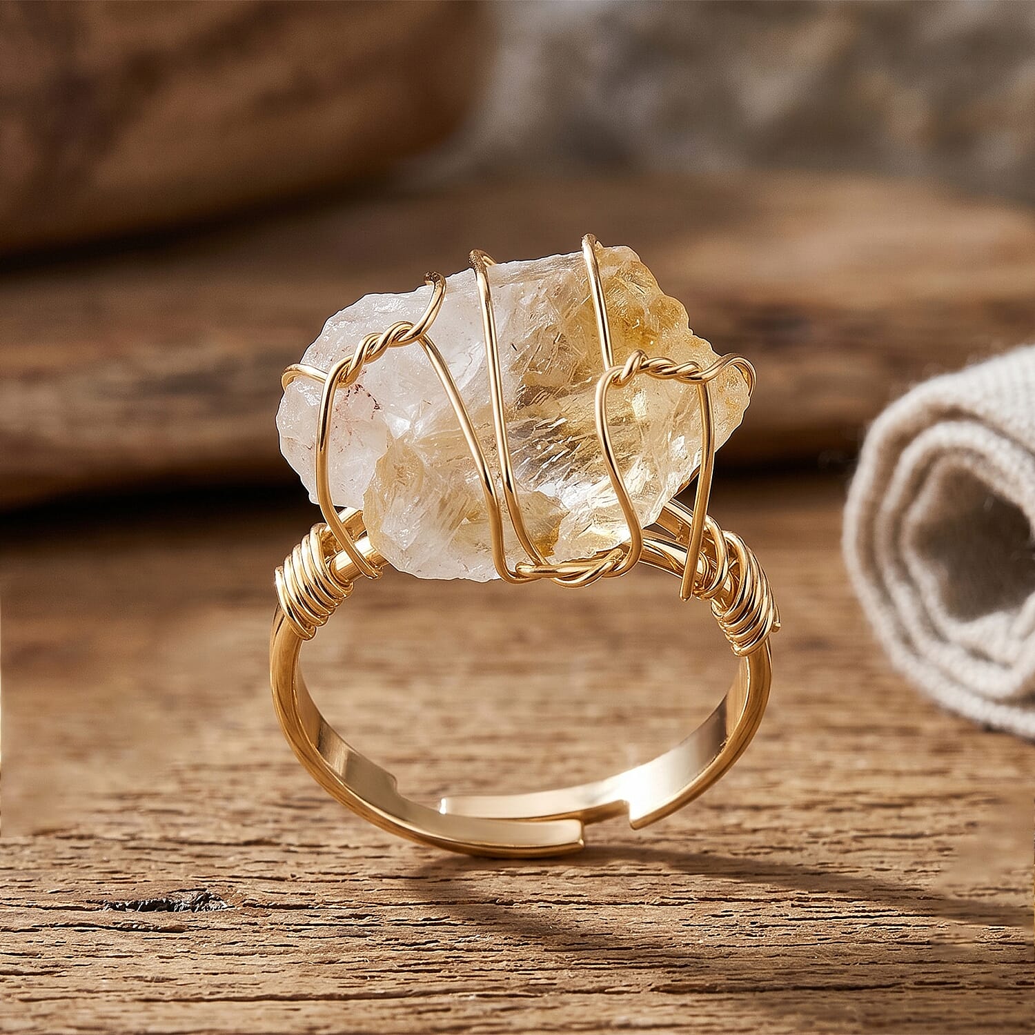 Brazilian Citrine 10.00 ctw Ring (Adjustable) in Goldtone