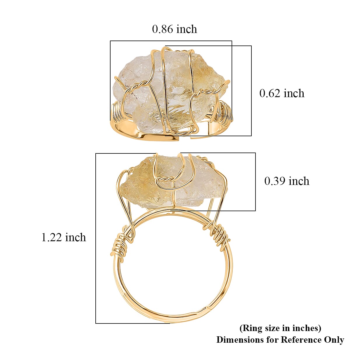 Brazilian Citrine 10.00 ctw Ring (Adjustable) in Goldtone