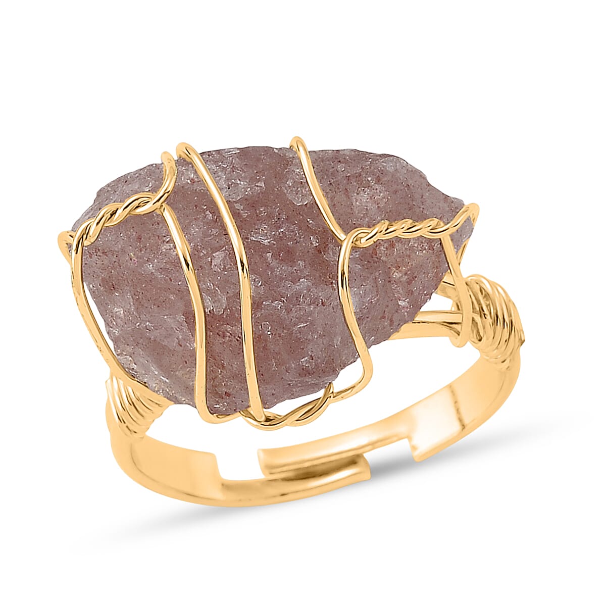 Strawberry Quartz 10.00 ctw Ring (Adjustable) in Goldtone
