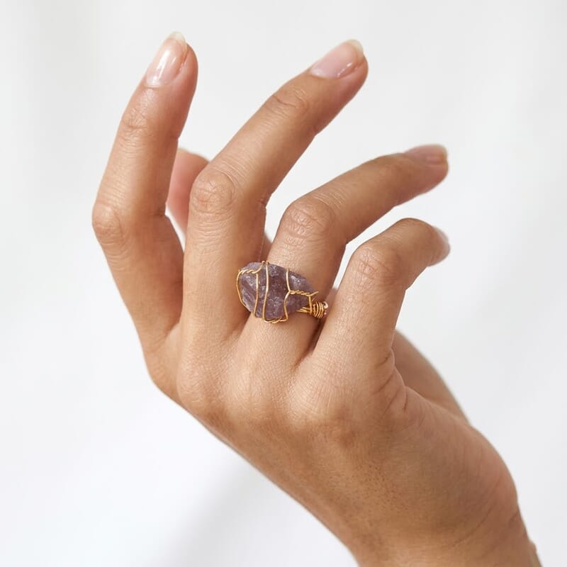 Strawberry Quartz 10.00 ctw Ring (Adjustable) in Goldtone